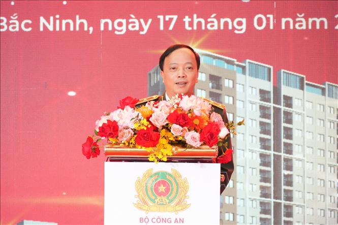 Trung tướng Đặng Hồng Đức, Thứ trưởng Bộ Công an phát biểu tại buổi lễ. Ảnh: Đồng Thúy- TTXVN