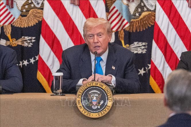 Tổng thống Mỹ Donald Trump phát biểu tại Nhà Trắng, Washington, D.C. Ảnh: THX/TTXVN