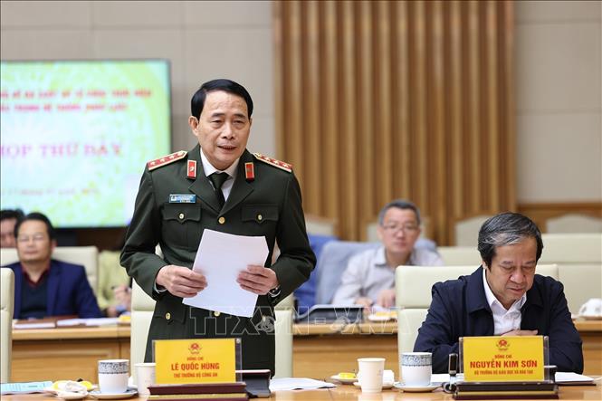 Thượng tướng Lê Quốc Hùng, Thứ trưởng Bộ Công an phát biểu. Ảnh: Dương Giang-TTXVN 