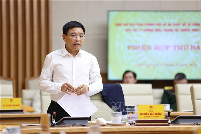 Bộ trưởng Bộ Tài chính Nguyễn Văn Thắng phát biểu. Ảnh: Dương Giang-TTXVN