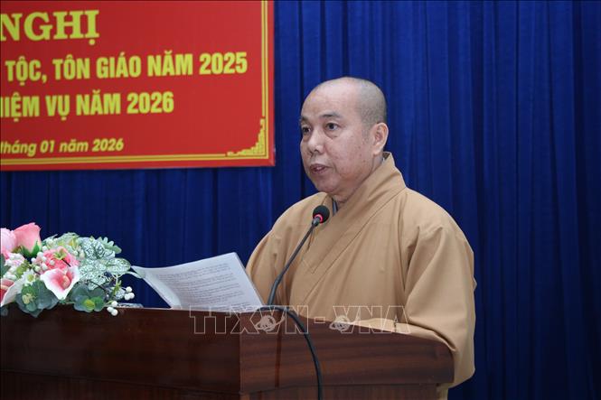 Thượng tọa Thích Giác Nghi, Phó Trưởng ban Thường trực Ban Trị sự Giáo hội Phật giáo Việt Nam tỉnh Cà Mau tin tưởng, Đại hội đại biểu toàn quốc lần thứ XIV của Đảng, sẽ có những chủ trương, chính sách đặc biệt, góp phần xây dựng, phát triển các tôn giáo. Ảnh: Chanh Đa-TTXVN
