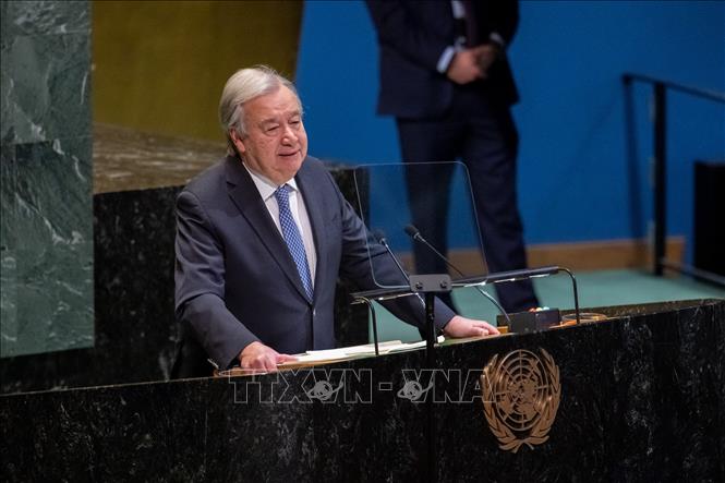 (Tư liệu) Tổng Thư ký LHQ Antonio Guterres phát biểu tại cuộc họp của ĐHĐ LHQ ở New York, Mỹ, ngày 15/1/2026. Ảnh: THX/TTXVN