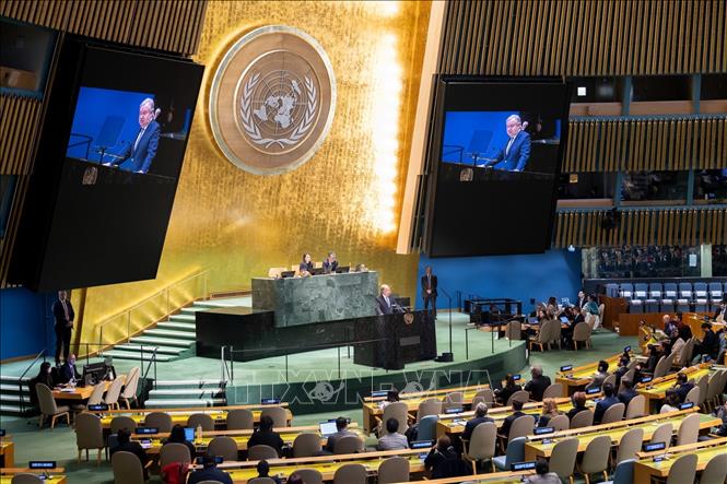 (Tư liệu) Tổng Thư ký LHQ Antonio Guterres phát biểu tại cuộc họp của ĐHĐ LHQ ở New York, Mỹ, ngày 15/1/2026. Ảnh: THX/TTXVN