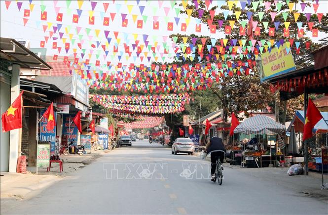  Thôn Đồng Bụt, xã Yên Bình, tỉnh Lạng Sơn rực rỡ cờ hoa chào mừng Đại hội XIV của Đảng. Ảnh: Văn Đạt - TTXVN