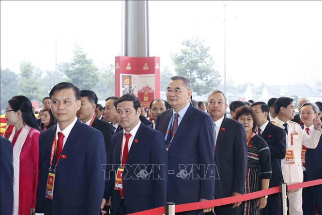 Đại biểu đến dự Đại hội đều được kiểm tra, rà soát an ninh nghiêm ngặt. Ảnh: TTXVN