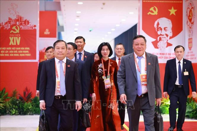 Delegates come to attend the Congress. VNA Photo