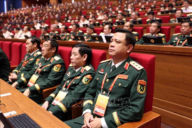 Đoàn đại biểu Đảng bộ Quân đội tham dự phiên họp trù bị Đại hội XIV của Đảng. Ảnh: TTXVN