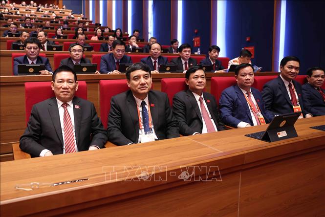 Đoàn đại biểu Đảng bộ tỉnh Nghệ An tham dự phiên họp trù bị Đại hội XIV của Đảng. Ảnh: TTXVN