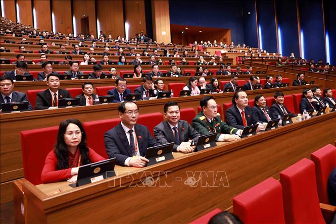 Đoàn đại biểu Đảng bộ tỉnh Lạng Sơn tham dự phiên họp trù bị Đại hội XIV của Đảng. Ảnh: TTXVN
