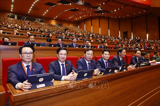 Đoàn đại biểu Đảng bộ thành phố Hải Phòng dự phiên họp trù bị Đại hội XIV của Đảng. Ảnh: TTXVN