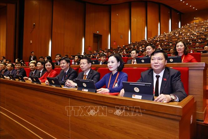 Đoàn đại biểu Đảng bộ tỉnh Ninh Bình dự phiên họp trù bị Đại hội XIV của Đảng. Ảnh: TTXVN