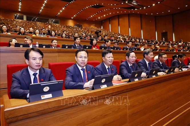 Đoàn đại biểu Đảng bộ thành phố Hải Phòng dự phiên họp trù bị. Ảnh: TTXVN