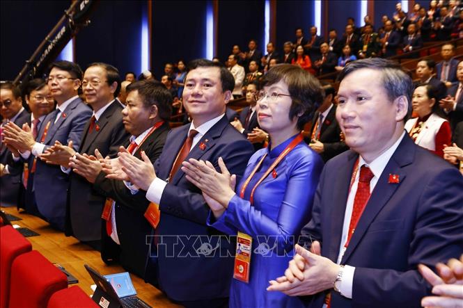 Đoàn đại biểu Đảng bộ Chính phủ tham dự phiên họp trù bị Đại hội XIV của Đảng. Ảnh: TTXVN