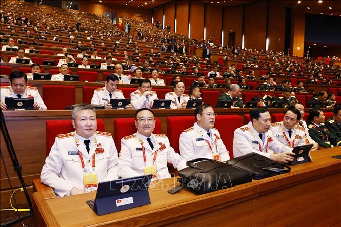 Đoàn đại biểu Đảng bộ Công an Trung ương dự phiên họp trù bị Đại hội XIV của Đảng. Ảnh: TTXVN