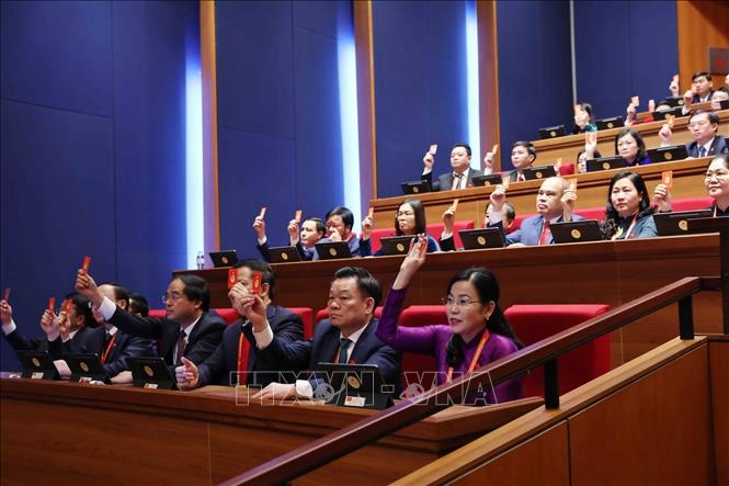 Đoàn đại biểu Đảng bộ tỉnh Thái Nguyên tham dự phiên họp trù bị Đại hội XIV của Đảng. Ảnh: TTXVN