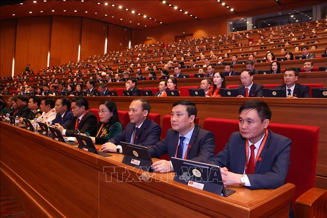 Đoàn đại biểu Đảng bộ tỉnh Tuyên Quang dự phiên họp trù bị Đại hội XIV của Đảng. Ảnh: TTXVN