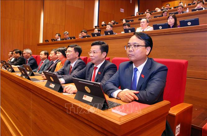 Đoàn đại biểu Đảng bộ tỉnh Lâm Đồng tham dự phiên họp trù bị Đại hội Đảng toàn quốc lần thứ XIV. Ảnh: TTXVN