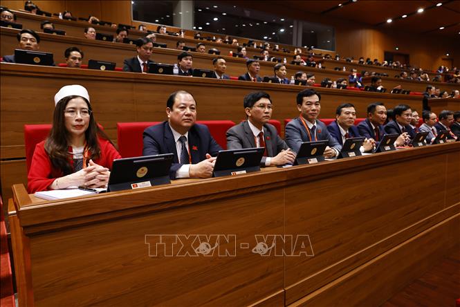 Đoàn đại biểu Đảng bộ tỉnh Phú Thọ dự phiên họp trù bị Đại hội XIV của Đảng. Ảnh: TTXVN 