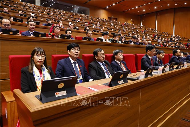 Đoàn đại biểu Đảng bộ tỉnh Điện Biên dự phiên họp trù bị Đại hội XIV của Đảng. Ảnh: TTXVN   