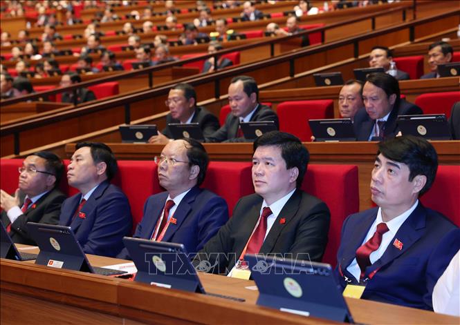 Đoàn đại biểu Đảng bộ tỉnh Nghệ An tham dự phiên họp trù bị Đại hội XIV của Đảng. Ảnh: TTXVN