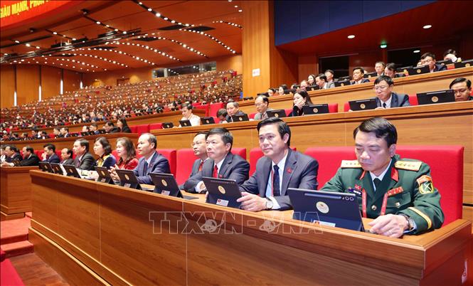 Đoàn đại biểu Đảng bộ tỉnh Bắc Ninh tham dự phiên họp trù bị Đại hội XIV của Đảng. Ảnh: TTXVN