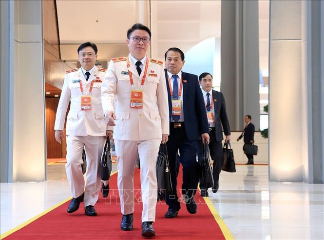 Các đại biểu đến dự phiên khai mạc Đại hội XIV của Đảng. Ảnh: TTXVN