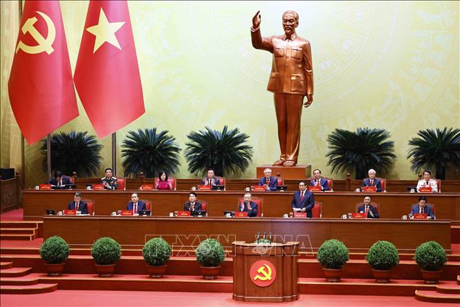 Đồng chí Phạm Minh Chính, Ủy viên Bộ Chính trị, Thủ tướng Chính phủ thay mặt Đoàn Chủ tịch điều hành phiên khai mạc Đại hội. Ảnh: TTXVN