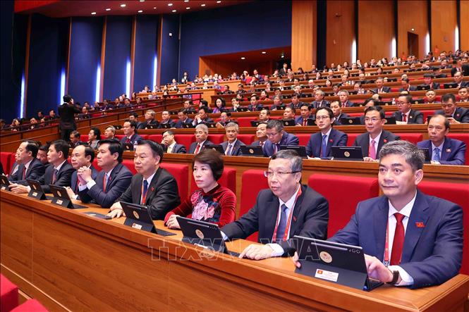 Các đại biểu tham dự phiên khai mạc Đại hội XIV của Đảng. Ảnh: TTXVN