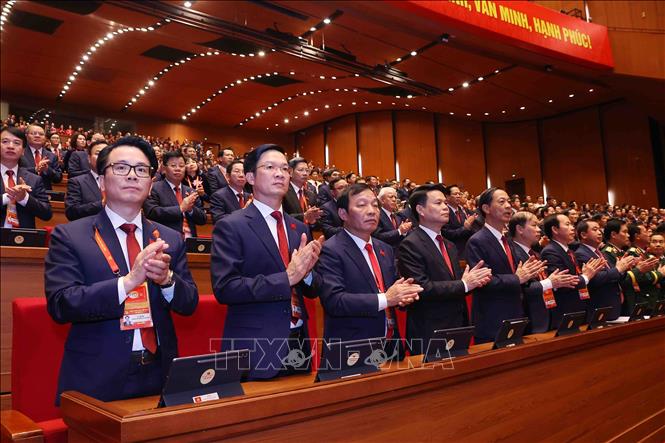 Các đại biểu tham dự phiên khai mạc Đại hội XIV của Đảng. Ảnh: TTXVN
