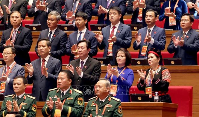 Đoàn đại biểu Đảng bộ tỉnh Lai Châu dự phiên khai mạc Đại hội XIV của Đảng. Ảnh: TTXVN