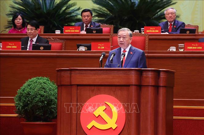 Party General Secretary To Lam speaks at the opening session of the 14th National Congress of the Communist Party of Vietnam. Photo: VNA