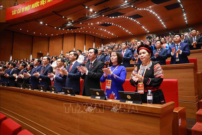 Đoàn đại biểu Đảng bộ tỉnh Lai Châu dự phiên khai mạc Đại hội XIV của Đảng. Ảnh: TTXVN