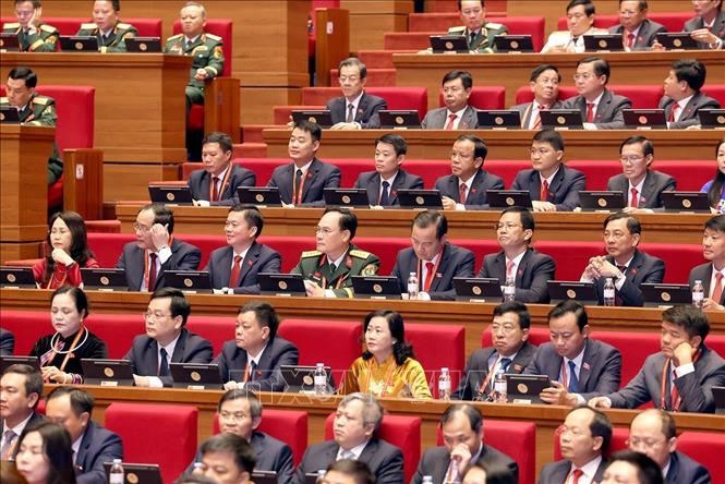 Các đại biểu tham dự phiên khai mạc Đại hội XIV của Đảng. Ảnh: TTXVN