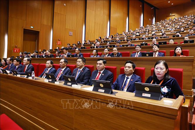 Đoàn đại biểu Đảng bộ tỉnh Thanh Hóa tham dự phiên khai mạc Đại hội XIV của Đảng. Ảnh: TTXVN