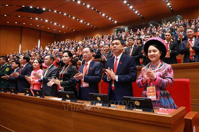 Delegates attend the opening session of the 14th National Congress of the Communist Party of Vietnam. Photo: VNA

