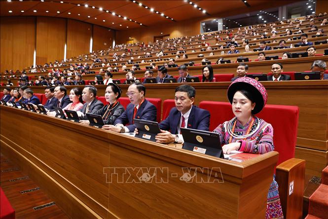 Đoàn đại biểu Đảng bộ tỉnh Tuyên Quang tham dự Đại hội XIV của Đảng. Ảnh: TTXVN