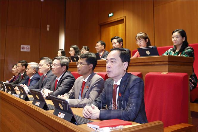 Đoàn đại biểu Đảng bộ tỉnh Lâm Đồng tham dự phiên khai mạc Đại hội XIV của Đảng. Ảnh: TTXVN