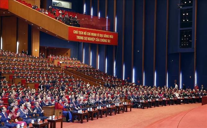 Các đại biểu tham dự phiên khai mạc Đại hội XIV của Đảng. Ảnh: TTXVN
