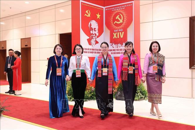 Các đại biểu nữ tại phiên khai mạc Đại hội. Ảnh: TTXVN