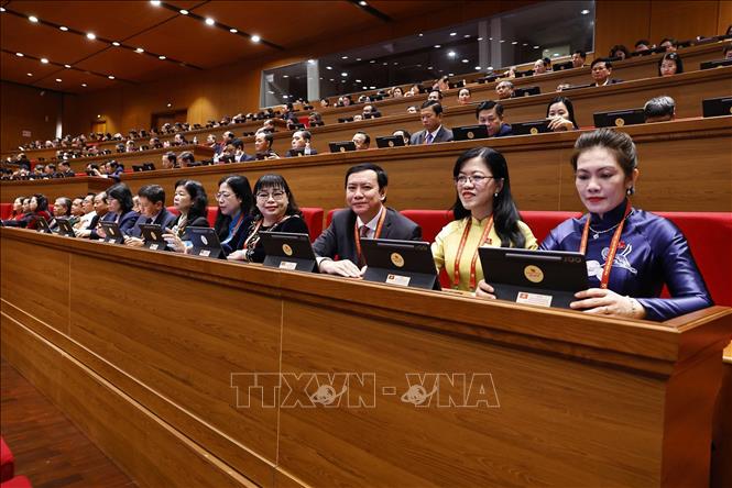 Các đại biểu tham dự phiên khai mạc Đại hội XIV của Đảng. Ảnh: TTXVN