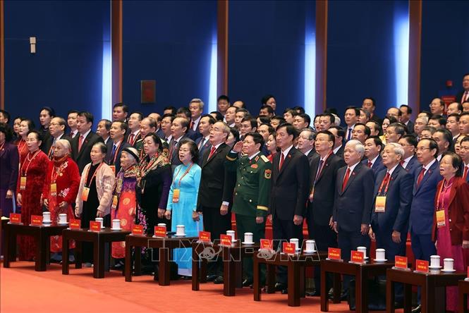 Các đại biểu dự phiên khai mạc Đại hội XIV của Đảng. Ảnh: TTXVN