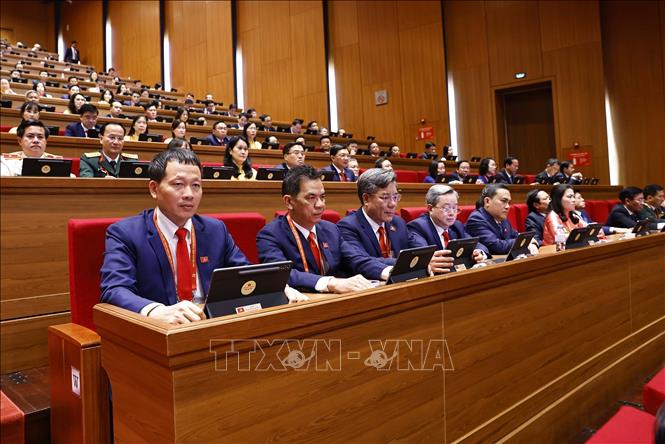 Đoàn đại biểu Đảng bộ tỉnh Đồng Nai tham dự phiên khai mạc Đại hội XIV của Đảng. Ảnh: TTXVN