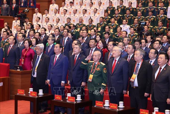 Các đại biểu dự phiên khai mạc Đại hội XIV của Đảng. Ảnh: TTXVN