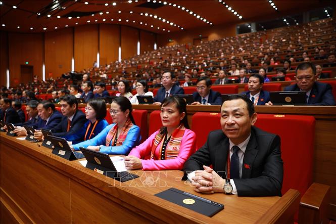 Đoàn đại biểu Đảng bộ tỉnh Sơn La dự phiên khai mạc Đại hội XIV của Đảng. Ảnh: TTXVN