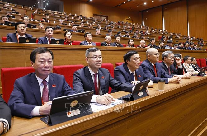 Đoàn đại biểu Đảng bộ tỉnh Phú Thọ dự phiên khai mạc Đại hội XIV của Đảng. Ảnh: TTXVN