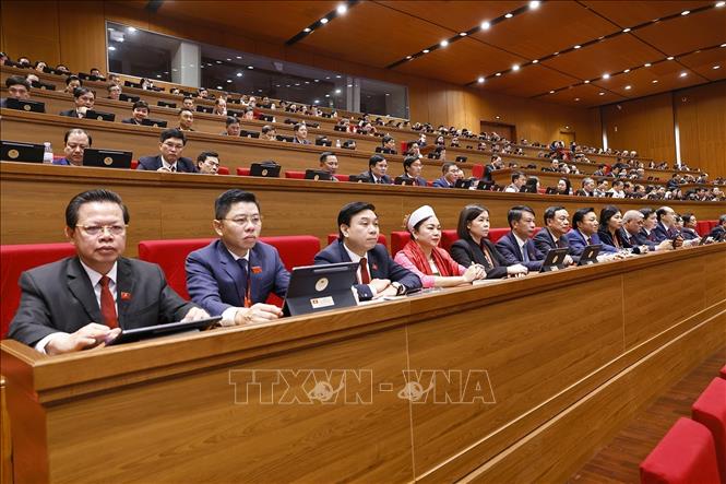 Đoàn đại biểu Đảng bộ tỉnh Phú Thọ dự phiên khai mạc Đại hội XIV của Đảng. Ảnh: TTXVN