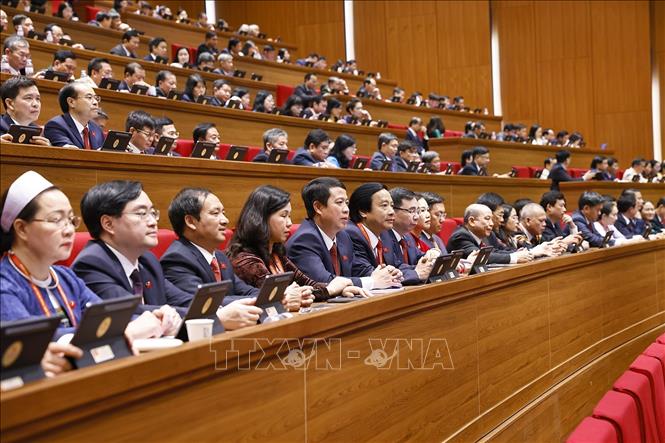 Đoàn đại biểu Đảng bộ tỉnh Phú Thọ dự phiên khai mạc Đại hội XIV của Đảng. Ảnh: TTXVN