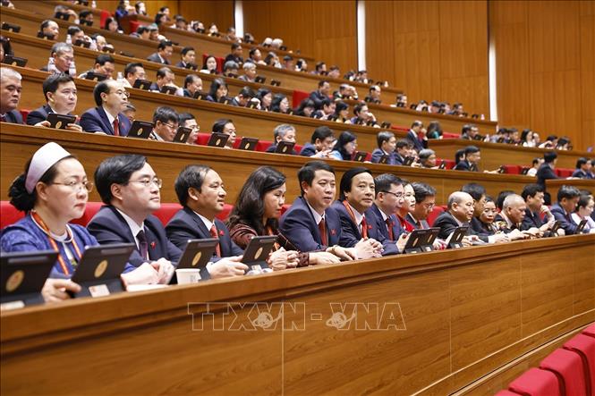 Đoàn đại biểu Đảng bộ tỉnh Phú Thọ dự phiên khai mạc Đại hội XIV của Đảng. Ảnh: TTXVN