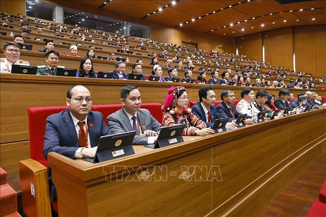 Đoàn đại biểu Đảng bộ tỉnh Phú Thọ dự phiên khai mạc Đại hội XIV của Đảng. Ảnh: TTXVN