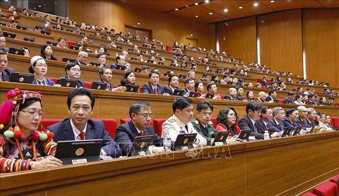 Đoàn đại biểu Đảng bộ tỉnh Phú Thọ dự phiên khai mạc Đại hội XIV của Đảng. Ảnh: TTXVN